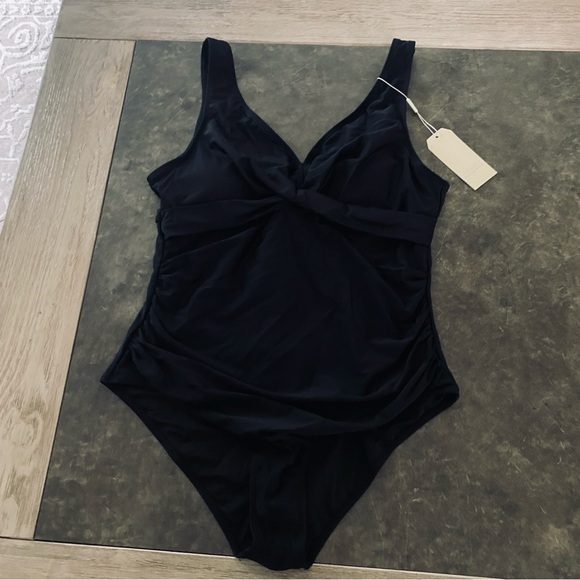 Women's One Piece Swimsuit Ruched Tummy Control  Slimming Push Up V Neck - Picture 7 of 13